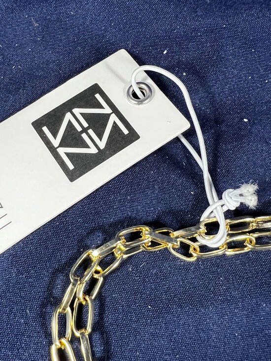 Gold-Tone Chain Necklace With Bold Red Pendant By ZENZII - Picture 3 of 4